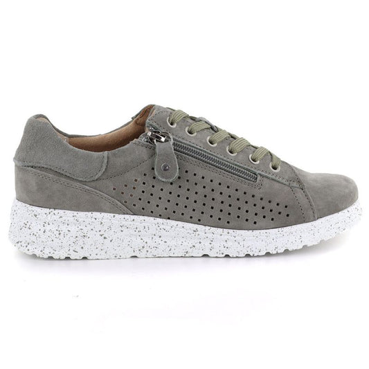 Women's leather openwork shoes on a green platform M.Daszyński 26PB17-04