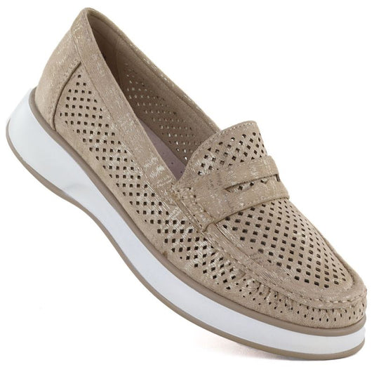 Women's openwork golden lords shoes Sergo Leone MK098H