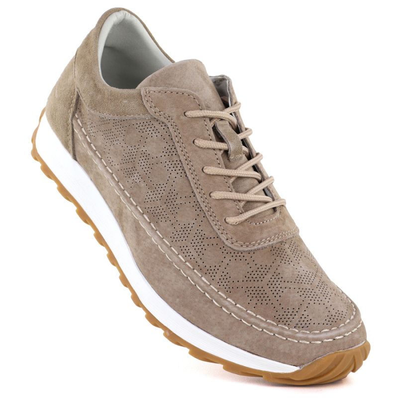 Women's leather suede shoes, light brown, Sergio Leone SP001