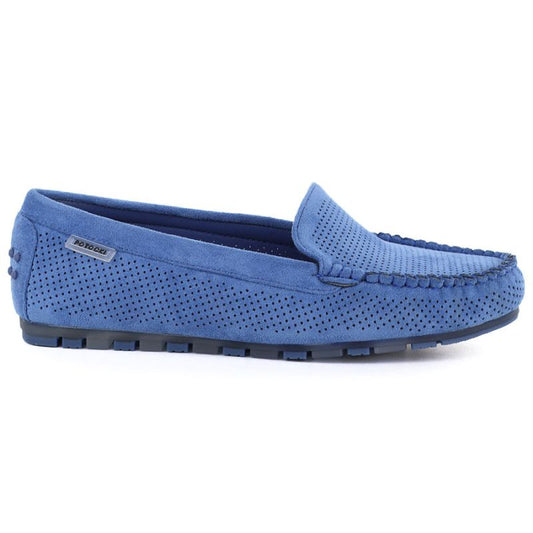 Women's moccasins, suede shoes, blue Potocki 09301