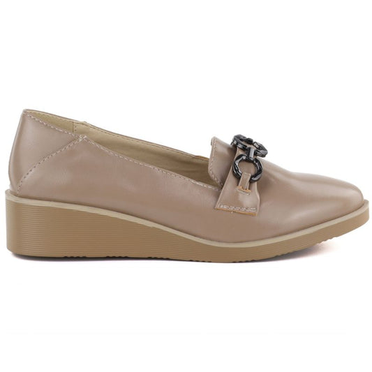 Women's beige wedge shoes with decoration M.Daszyński MR2265