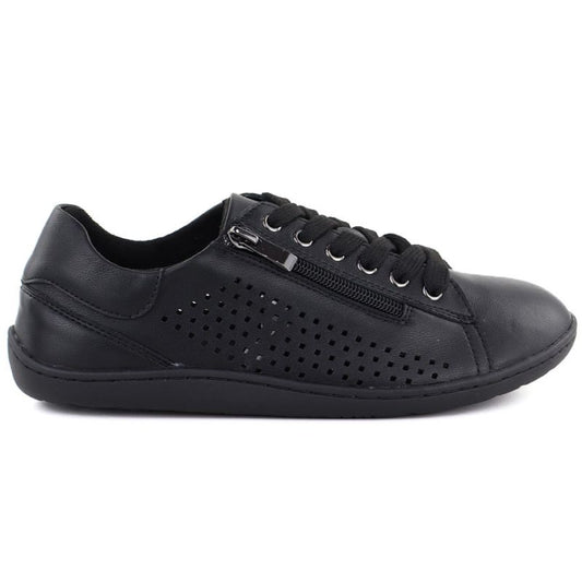 Women's leather barefoot shoes, openwork, black, Gino Fabiani OL38-6
