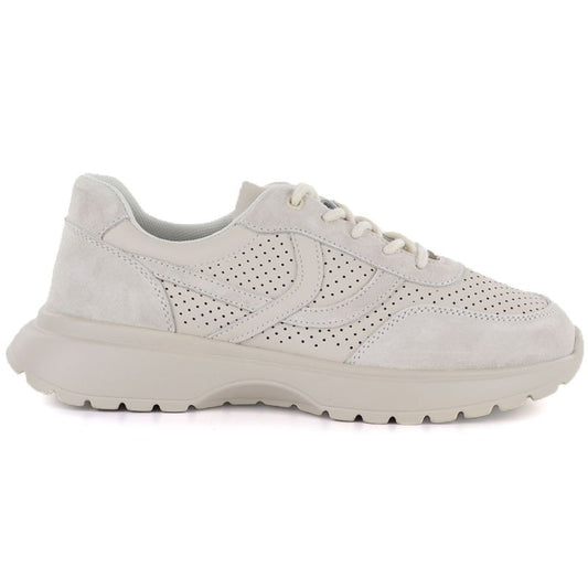 Women's leather sports shoes with openwork pattern, beige, Vinceza 41507