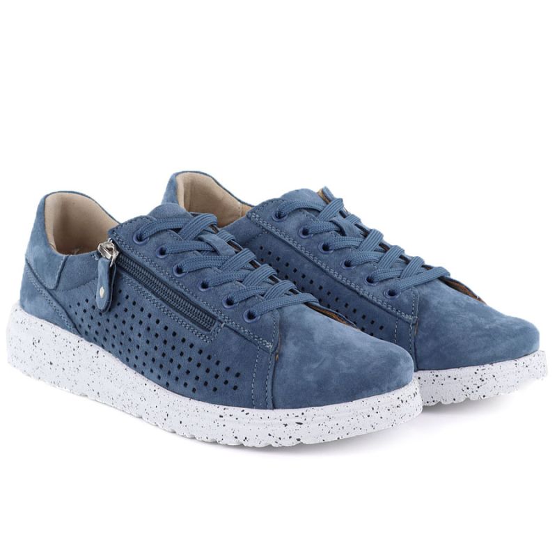 Women's leather openwork shoes on a blue platform M.Daszyński 26PB17-04