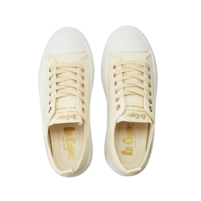 Lee Cooper women's shoes sports sneakers beige platform fashionable