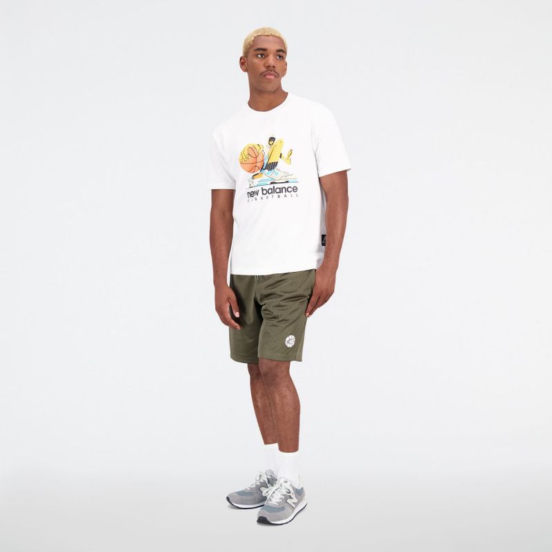 New Balance Hoops Cotton Jersey Short Wt M MT31589WT