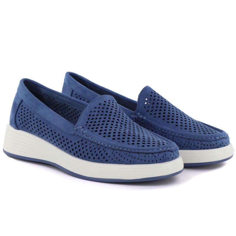 Women's openwork platform shoes blue Sergio Leone MK097H