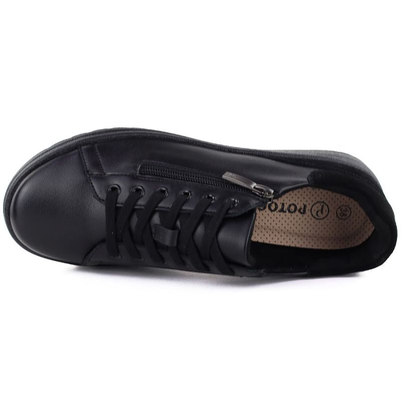 Women's black leather shoes with a zipper Potocki JE19402