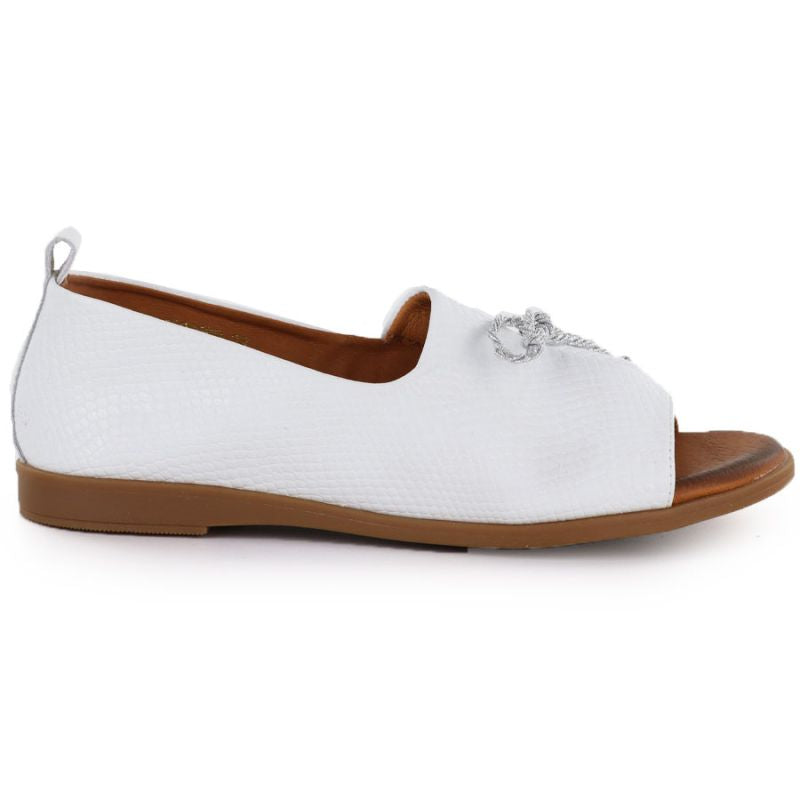 Women's leather open-toe shoes, white, Cambell 19388