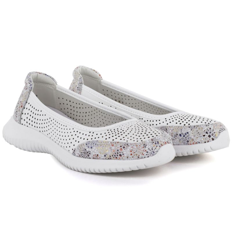 Women's leather openwork shoes, white, S.Barski 7036