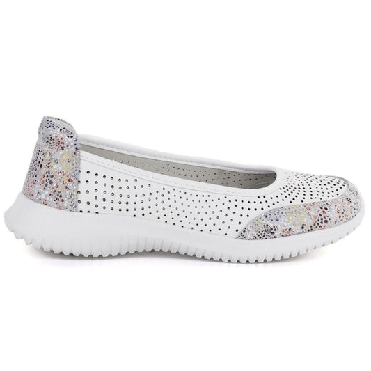 Women's leather openwork shoes, white, S.Barski 7036