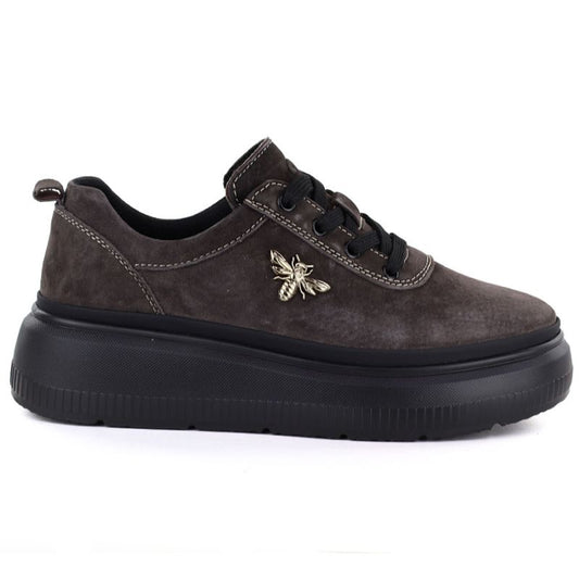 Women's brown leather platform shoes Vinceza 41523