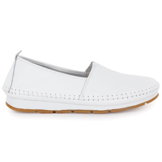 Women's leather slip-on shoes, white, S.Barski LR61-7051