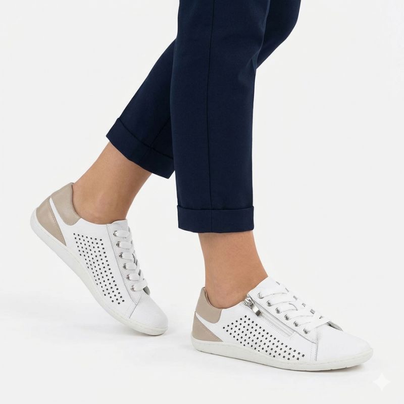 Women's leather barefoot shoes, openwork, white, Gino Fabiani OL38-6