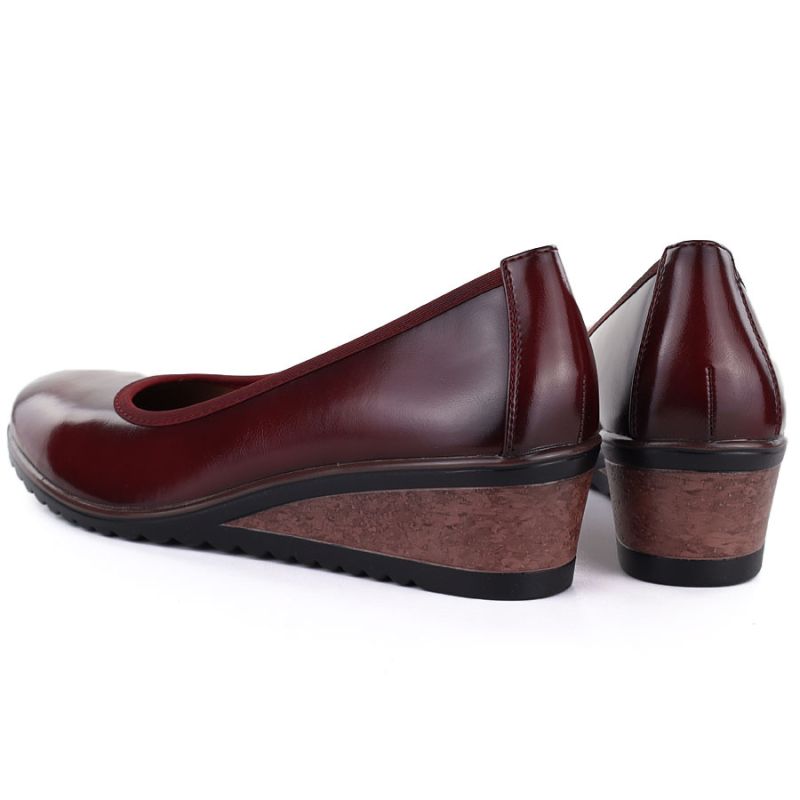 Women's red wedge shoes Vinceza 58628
