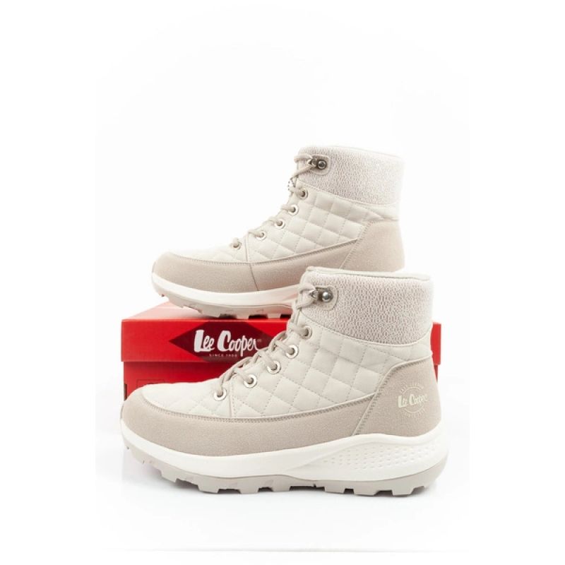 Lee Cooper women's winter hiking sports shoes, insulated, cream, eco-leather