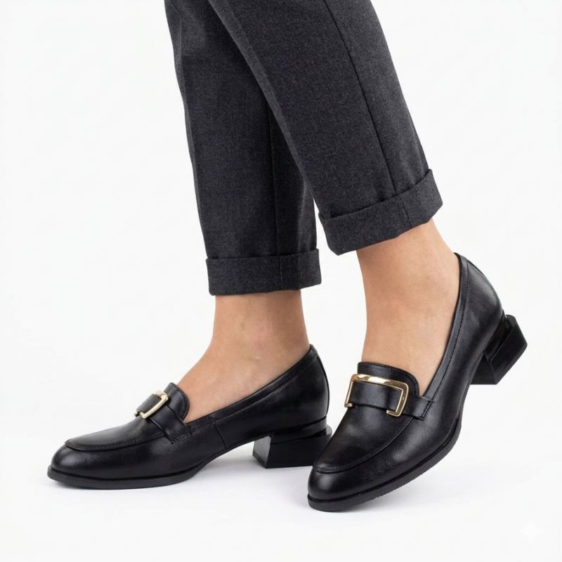 Women's black block heel shoes M. DASZYŃSKI SA267-2