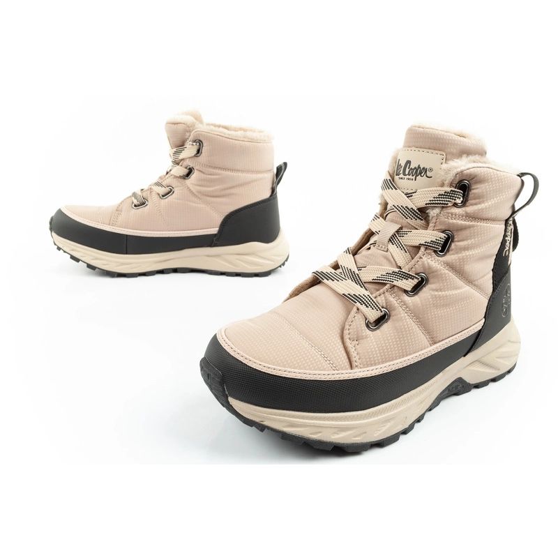 Lee Cooper women's winter hiking shoes, insulated, beige, black