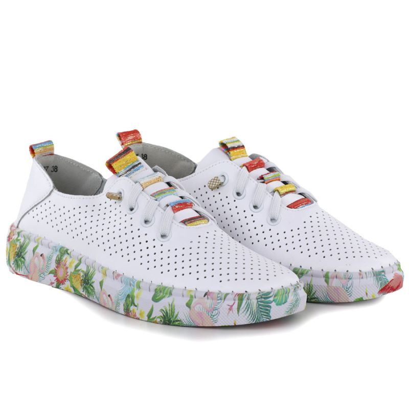 Women's leather openwork shoes white Artiker 58C0597