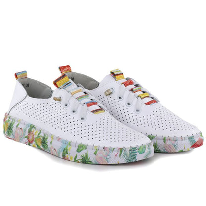 Women's leather openwork shoes white Artiker 58C0597