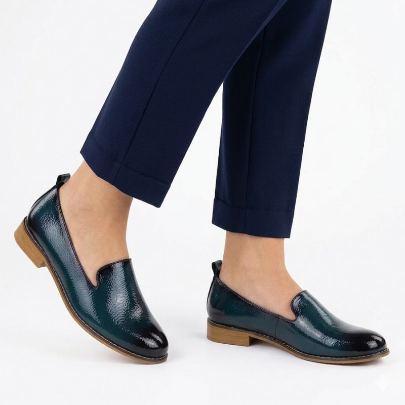 Women's patent leather shoes, navy blue, Potocki 19337