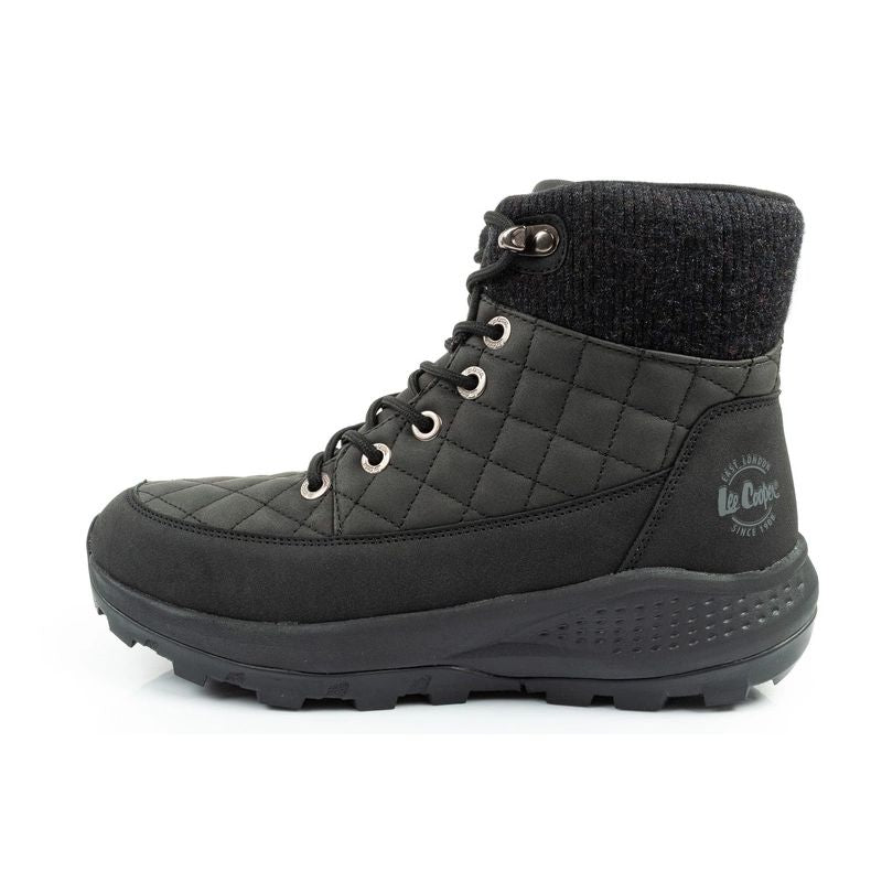 Lee Cooper women's winter hiking sports shoes, insulated, black, eco-leather