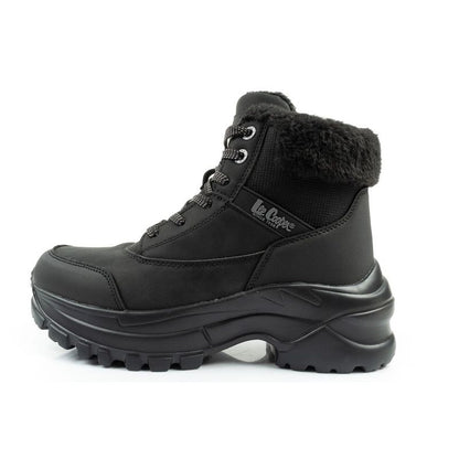 Lee Cooper women's winter hiking sports shoes, insulated, black, lace-up