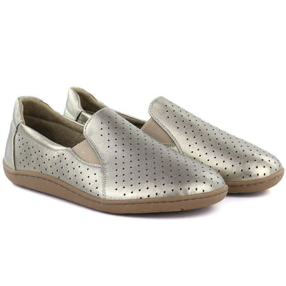 Leather openwork barefoot shoes, gold, M.Daszyński OL38-2