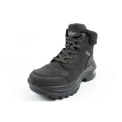 Lee Cooper women's winter hiking sports shoes, insulated, black, lace-up