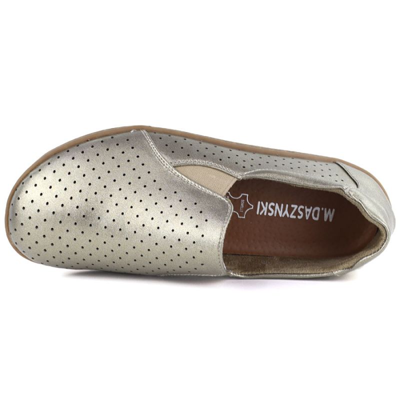 Leather openwork barefoot shoes, gold, M.Daszyński OL38-2