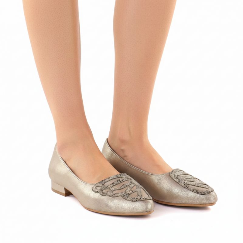 Women's gold shoes M.Daszyński SA201A-2