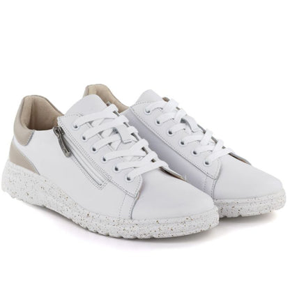 Women's leather shoes with zipper, white Potocki JE19402