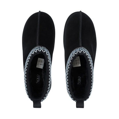 Women's leather shoes Solo Soprani Couture Sabot fur Hugh Platform black SSW421P22 53