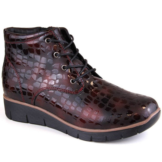 Insulated leather wedge ankle boots Filippo W PAW376B burgundy