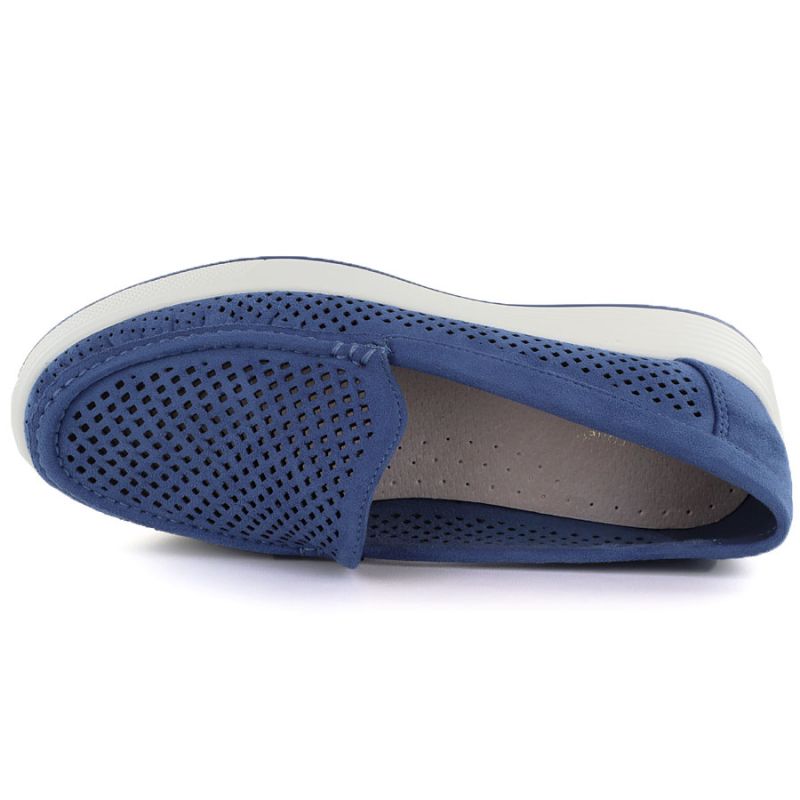Women's openwork platform shoes blue Sergio Leone MK097H
