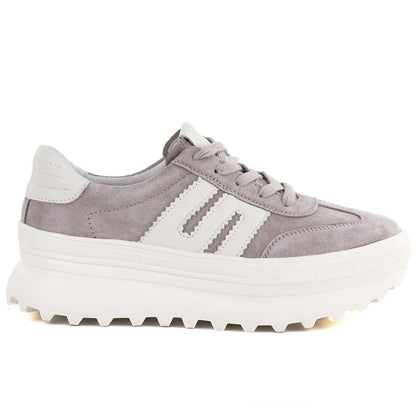 Women's beige leather platform shoes Vinceza 79614