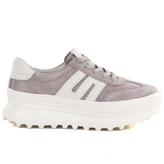 Women's beige leather platform shoes Vinceza 79614