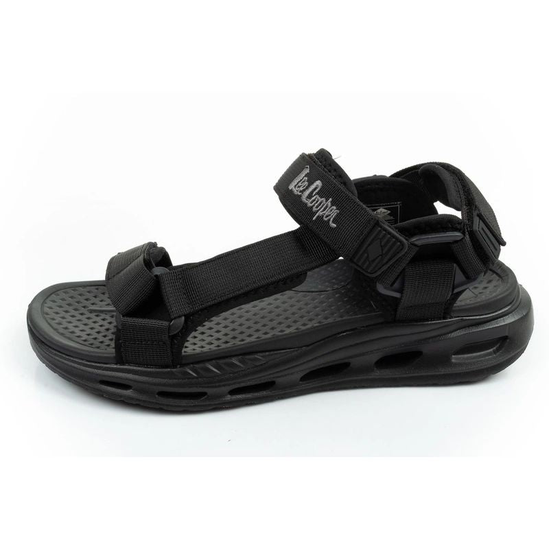 Lee Cooper men's shoes with velcro straps for summer, lightweight black