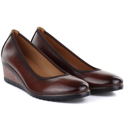 Women's brown wedge shoes Vinceza 58628