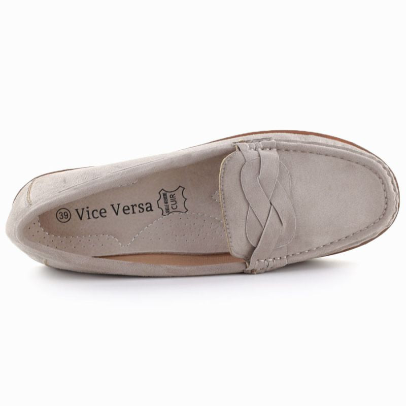 Women's taupe suede moccasin shoes Vice Versa 834280
