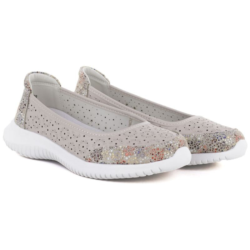 Women's leather openwork shoes in beige S.Barski 7035