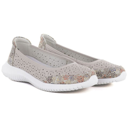 Women's leather openwork shoes in beige S.Barski 7035