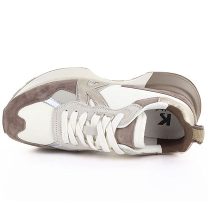 Women's leather sports shoes beige Kobbo 66954