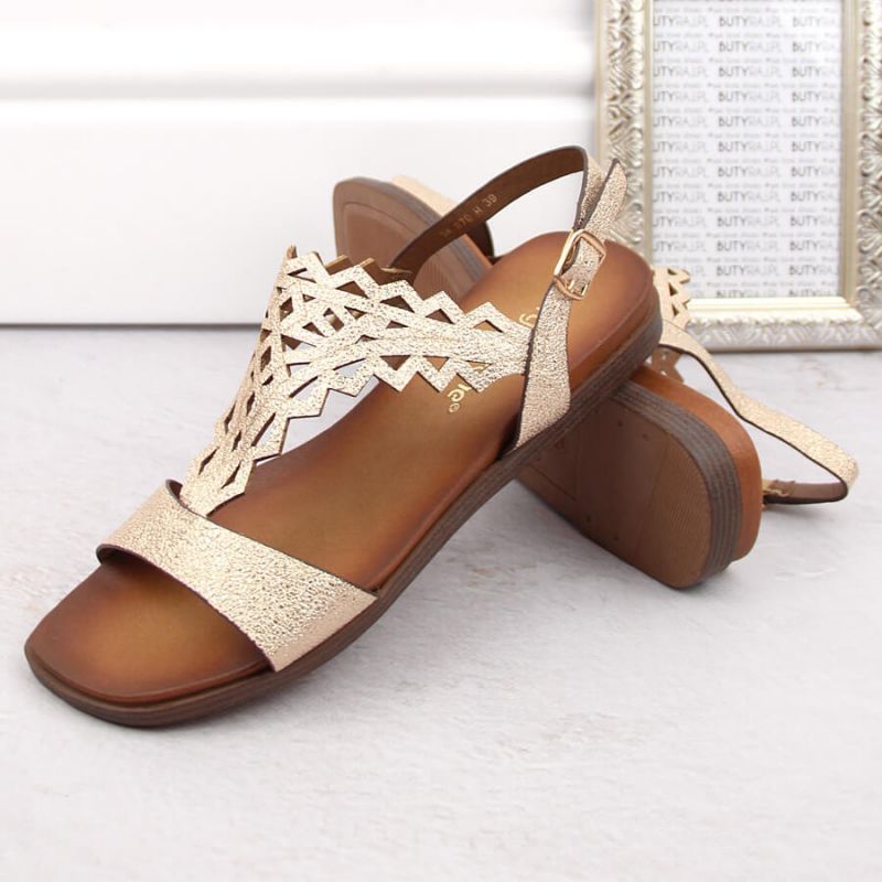 Sergio Leone W SK445 gold openwork flat sandals