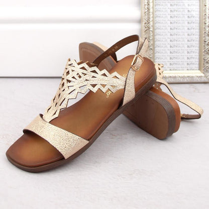Sergio Leone W SK445 gold openwork flat sandals