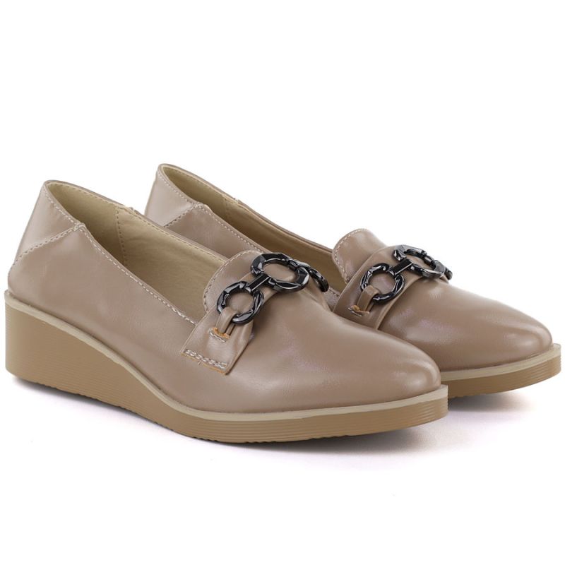 Women's beige wedge shoes with decoration M.Daszyński MR2265