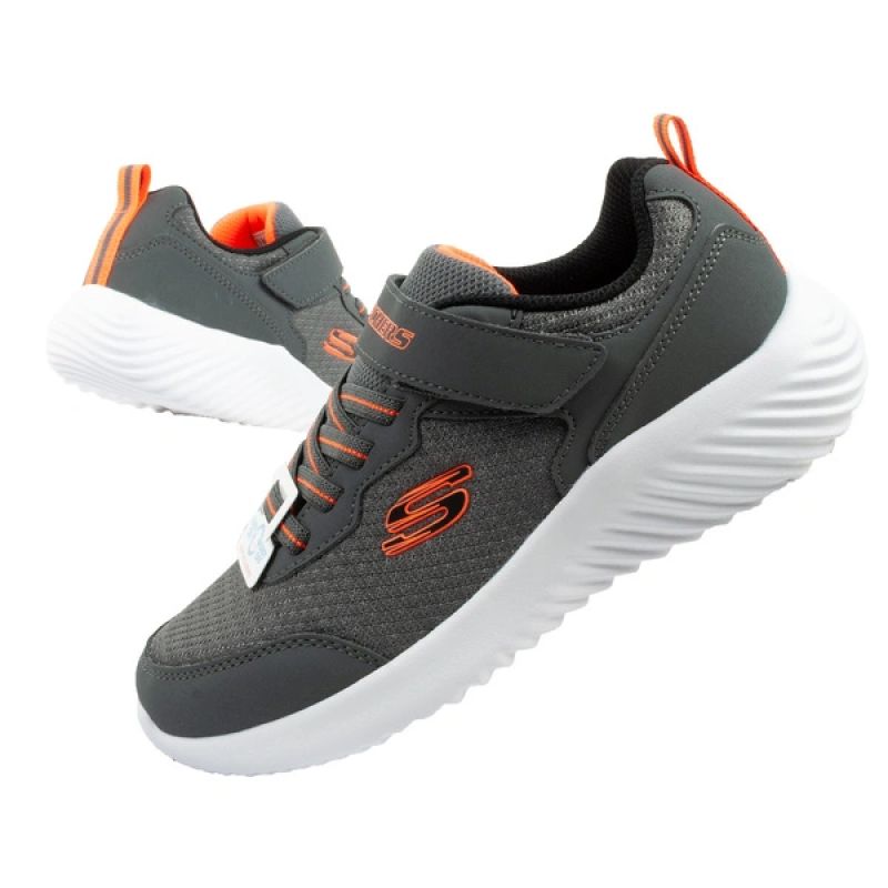 Skechers Bounder children's sports shoes with Velcro, lightweight, fashionable gray