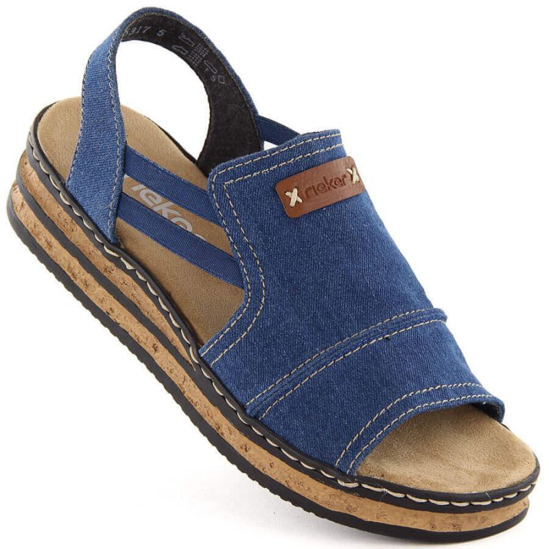 Comfortable Rieker W RKR684 jeans platform sandals