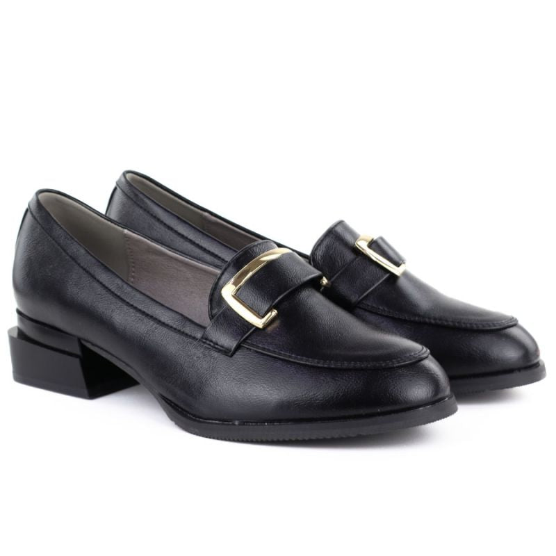 Women's black block heel shoes M. DASZYŃSKI SA267-2