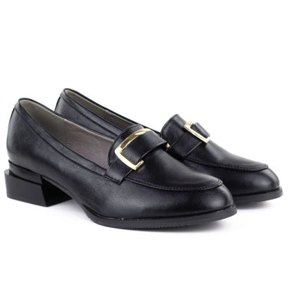 Women's black block heel shoes M. DASZYŃSKI SA267-2